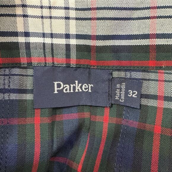 Parker Plaid Tartan A-line Skirt Size 32 Red Blue Green Pleated Holiday Preppy - Picture 5 of 6